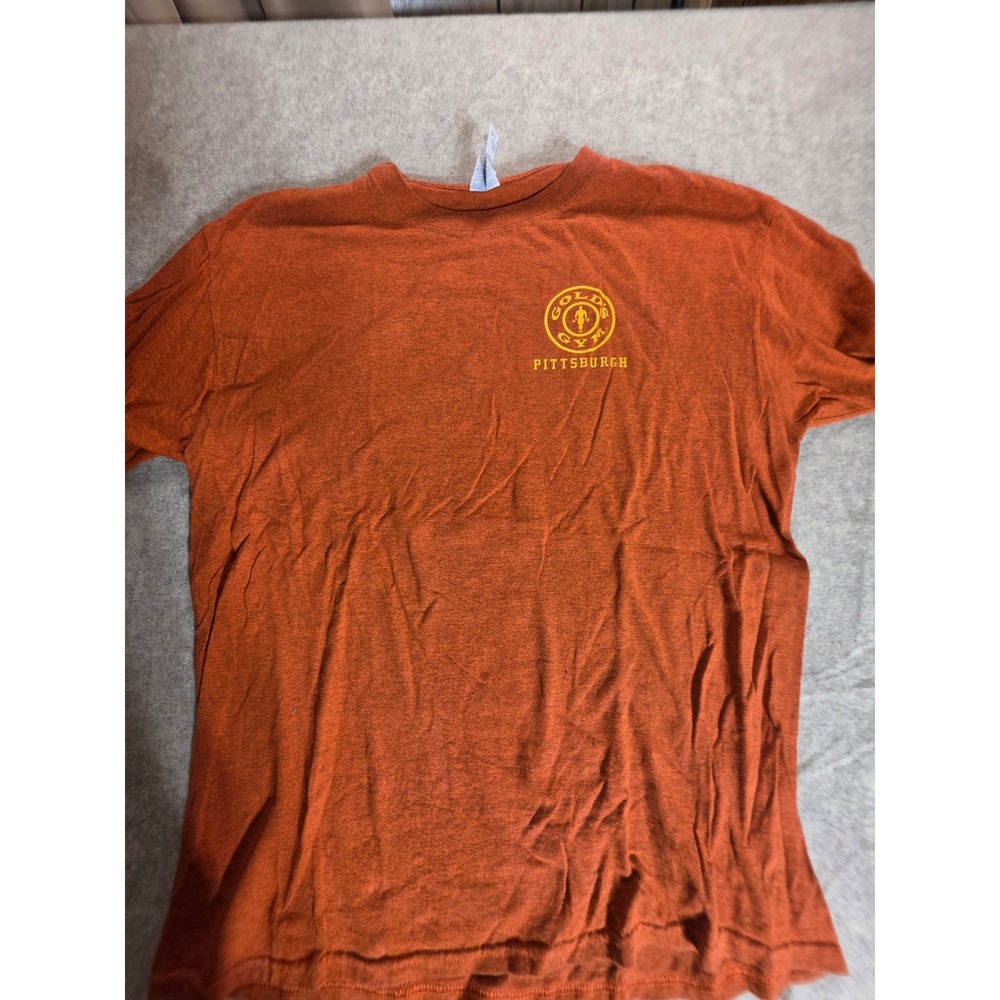 Golds Gym Pittsburgh 50th Anniversary T-Shirt Mens Large Orange Heathered Gildan